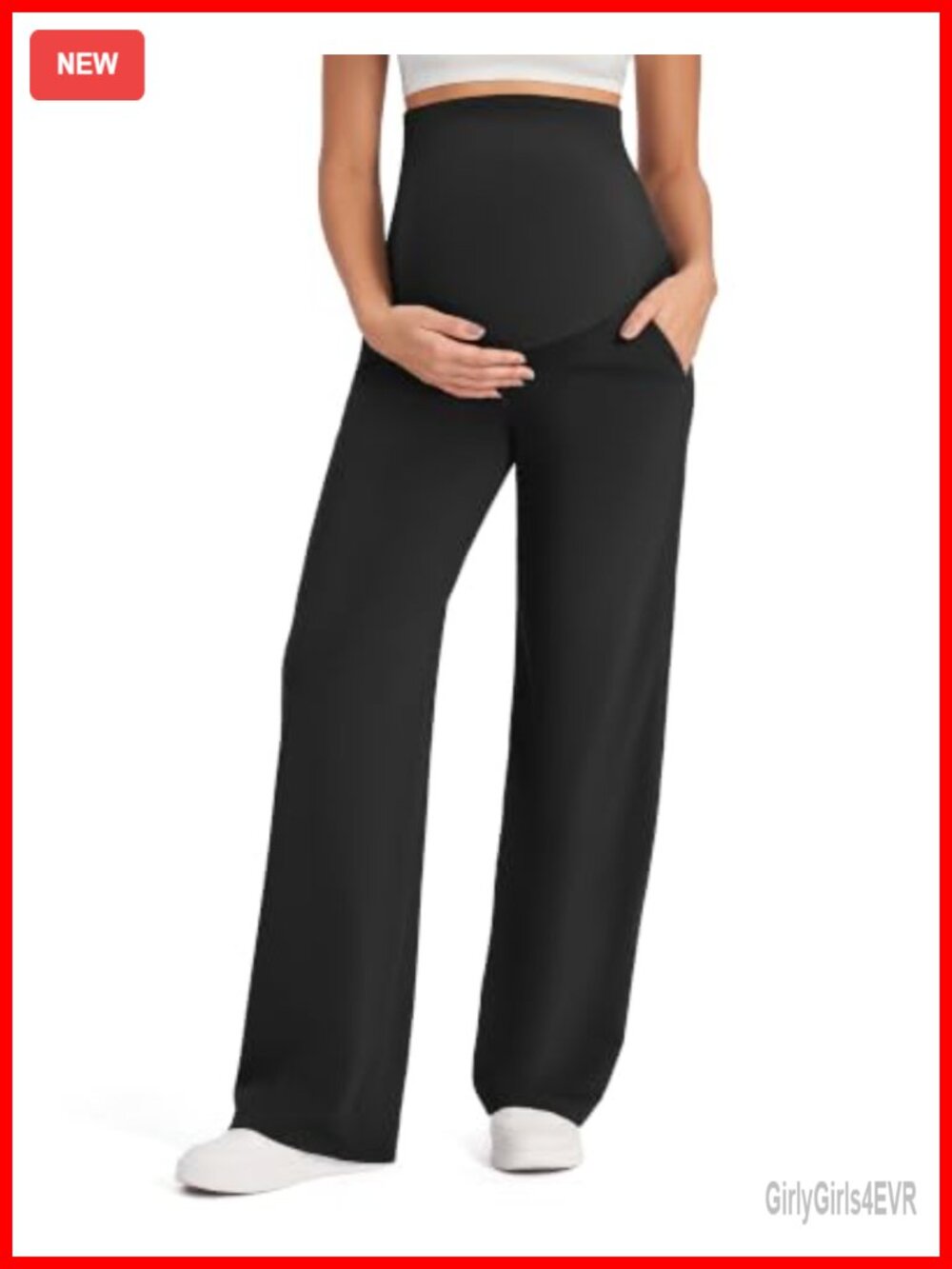 Maternity Over Belly Work Trousers Nylon Lycra Elastane Palazzo